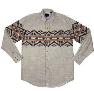 Roper Western Shirt Mens M Aztec Navajo Print Pearl Snap Southwest Cowboy Rodeo